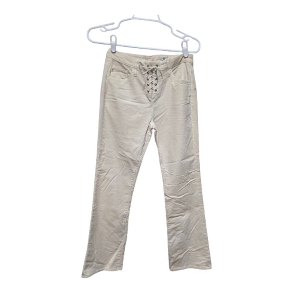 AG Jodi Lace Up Crop Jeans 27 Cream High Rise Flare